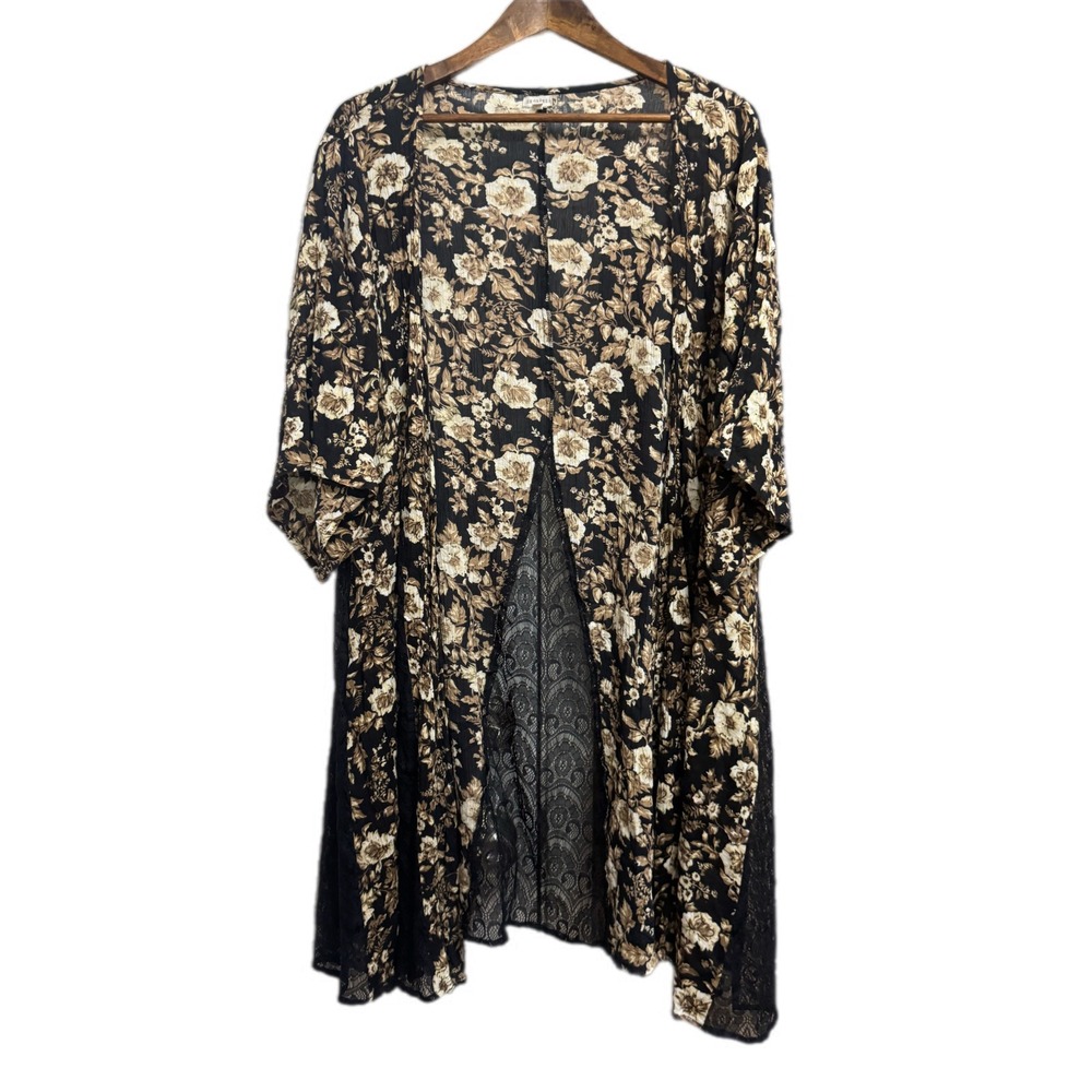 En Creme Kimono Women S Black Floral Excellent‎ Lace Detail EJ90310VL Boho